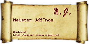 Meister János névjegykártya